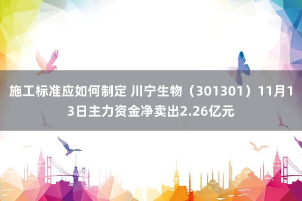 施工标准应如何制定 川宁生物（301301）11月13日主力资金净卖出2.26亿元