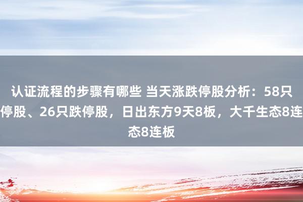 认证流程的步骤有哪些 当天涨跌停股分析：58只涨停股、26只跌停股，日出东方9天8板，大千生态8连板