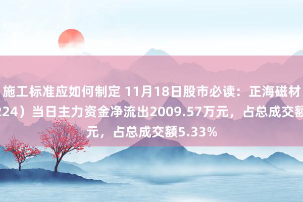 施工标准应如何制定 11月18日股市必读：正海磁材（300224）当日主力资金净流出2009.57万元，占总成交额5.33%