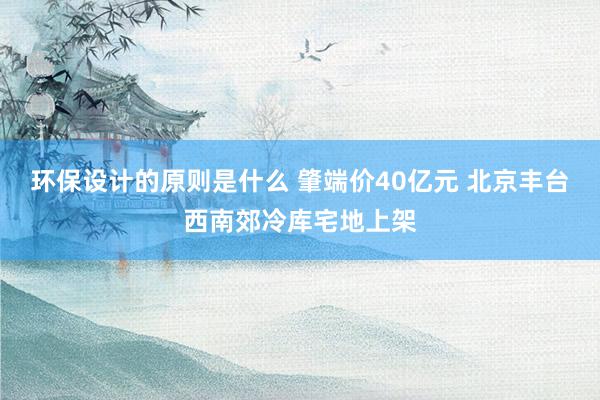 环保设计的原则是什么 肇端价40亿元 北京丰台西南郊冷库宅地上架