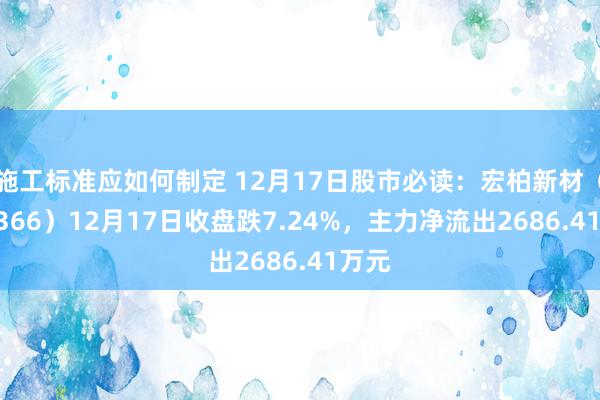 施工标准应如何制定 12月17日股市必读：宏柏新材（605366）12月17日收盘跌7.24%，主力净流出2686.41万元