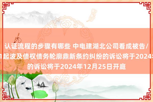 认证流程的步骤有哪些 中电建湖北公司看成被告/被上诉东谈主的1起波及债权债务轮廓鼎新条约纠纷的诉讼将于2024年12月25日开庭