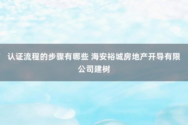 认证流程的步骤有哪些 海安裕城房地产开导有限公司建树