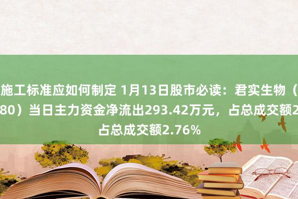 施工标准应如何制定 1月13日股市必读：君实生物（688180）当日主力资金净流出293.42万元，占总成交额2.76%