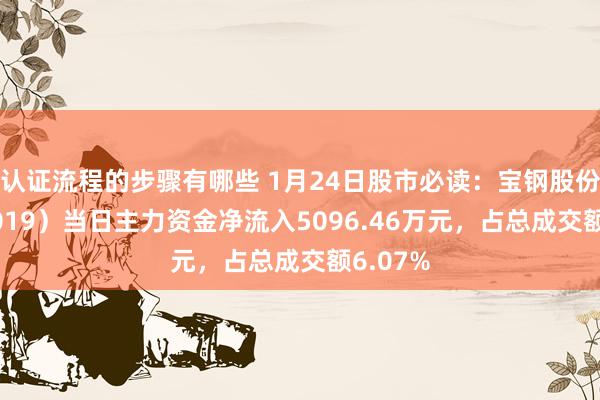 认证流程的步骤有哪些 1月24日股市必读：宝钢股份（600019）当日主力资金净流入5096.46万元，占总成交额6.07%