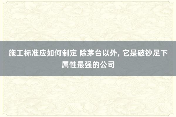 施工标准应如何制定 除茅台以外, 它是破钞足下属性最强的公司