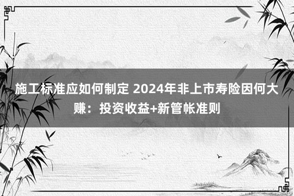 施工标准应如何制定 2024年非上市寿险因何大赚：投资收益+新管帐准则