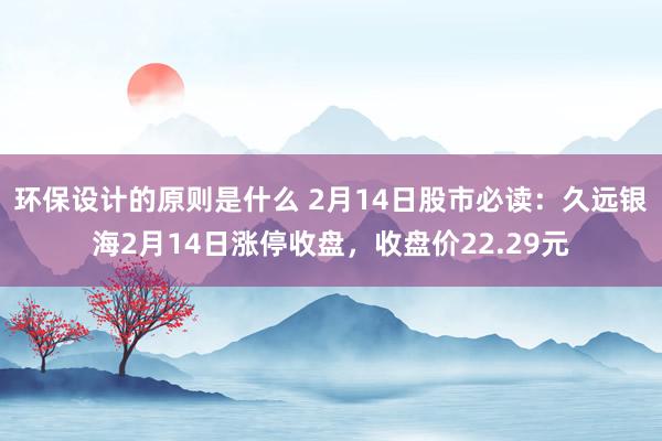 环保设计的原则是什么 2月14日股市必读：久远银海2月14日涨停收盘，收盘价22.29元