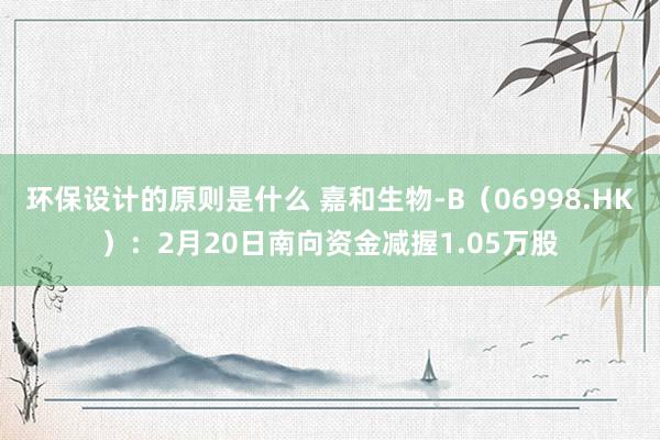 环保设计的原则是什么 嘉和生物-B（06998.HK）：2月20日南向资金减握1.05万股