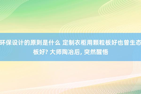 环保设计的原则是什么 定制衣柜用颗粒板好也曾生态板好? 大师陶冶后, 突然醒悟