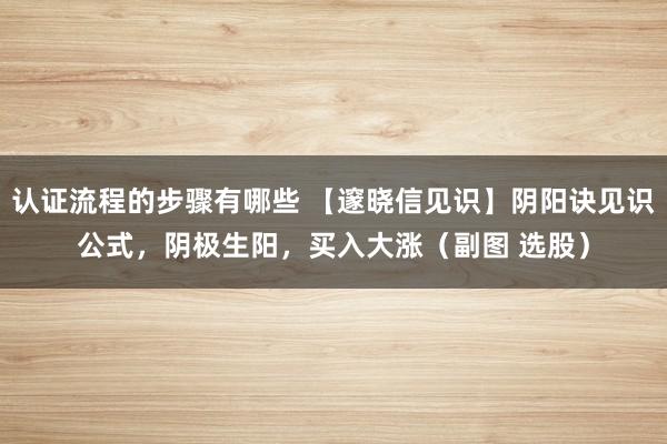 认证流程的步骤有哪些 【邃晓信见识】阴阳诀见识公式，阴极生阳，买入大涨（副图 选股）