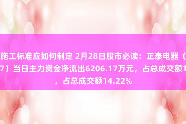 施工标准应如何制定 2月28日股市必读：正泰电器（601877）当日主力资金净流出6206.17万元，占总成交额14.22%